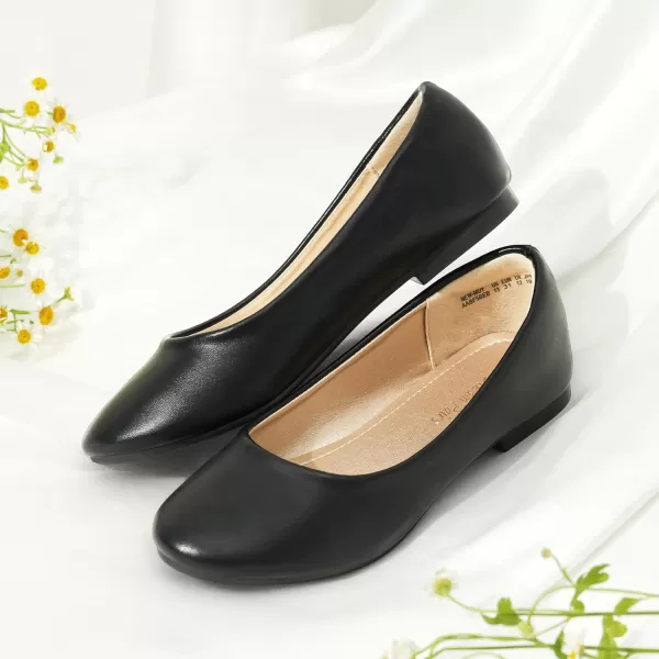 imageDREAM PAIRS Girls Dress Shoes Slip on Ballerina FlatsToddlerLittle KidBig KidBlackPu