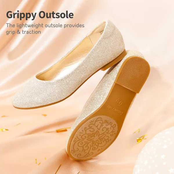imageDREAM PAIRS Girls Dress Shoes Slip on Ballerina FlatsToddlerLittle KidBig KidGoldGlitter