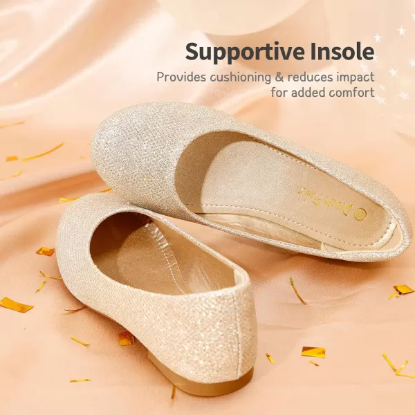 imageDREAM PAIRS Girls Dress Shoes Slip on Ballerina FlatsToddlerLittle KidBig KidGoldGlitter