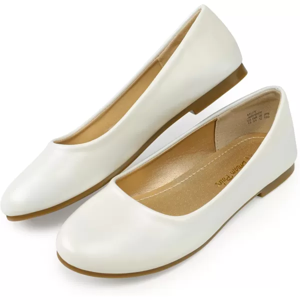 imageDREAM PAIRS Girls Dress Shoes Slip on Ballerina FlatsToddlerLittle KidBig KidIvoryPu