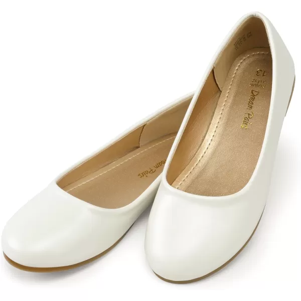 imageDREAM PAIRS Girls Dress Shoes Slip on Ballerina FlatsToddlerLittle KidBig KidIvoryPu
