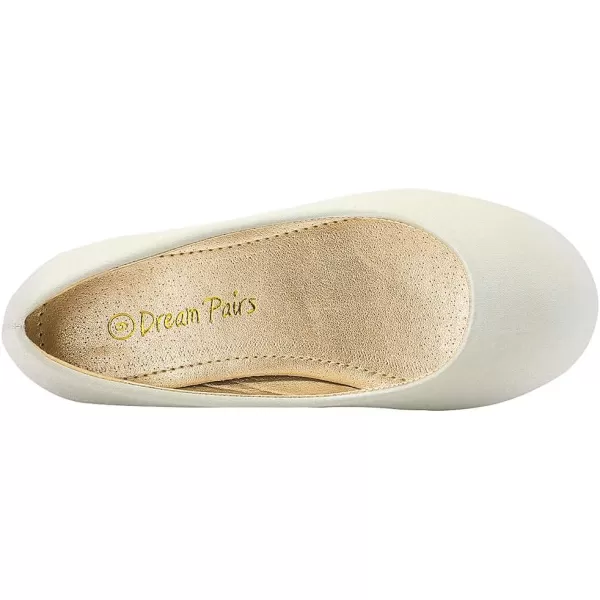imageDREAM PAIRS Girls Dress Shoes Slip on Ballerina FlatsToddlerLittle KidBig KidIvorySatin