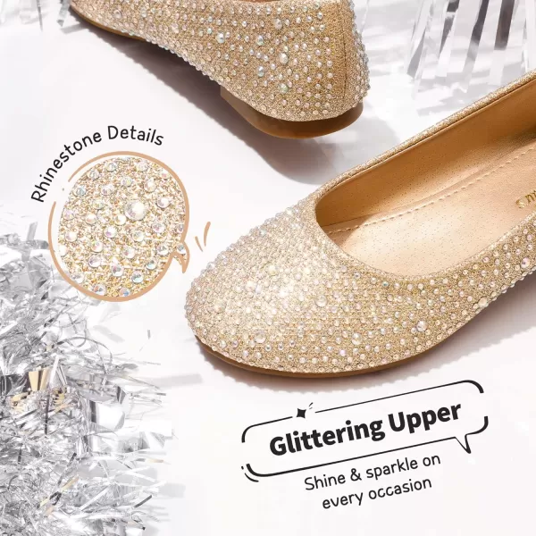 imageDREAM PAIRS Girls Dress Shoes Slip on Ballerina FlatsToddlerLittle KidBig KidMuyshinegold Glitter