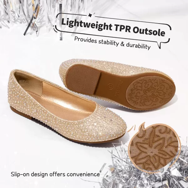 imageDREAM PAIRS Girls Dress Shoes Slip on Ballerina FlatsToddlerLittle KidBig KidMuyshinegold Glitter