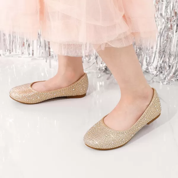 imageDREAM PAIRS Girls Dress Shoes Slip on Ballerina FlatsToddlerLittle KidBig KidMuyshinegold Glitter