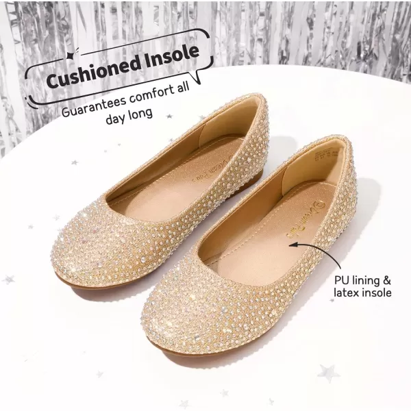 imageDREAM PAIRS Girls Dress Shoes Slip on Ballerina FlatsToddlerLittle KidBig KidMuyshinegold Glitter