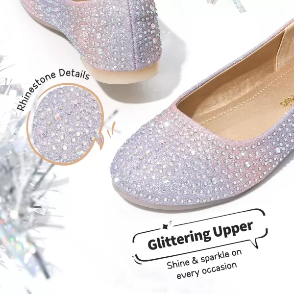 imageDREAM PAIRS Girls Dress Shoes Slip on Ballerina FlatsToddlerLittle KidBig KidMuyshinepink Purple
