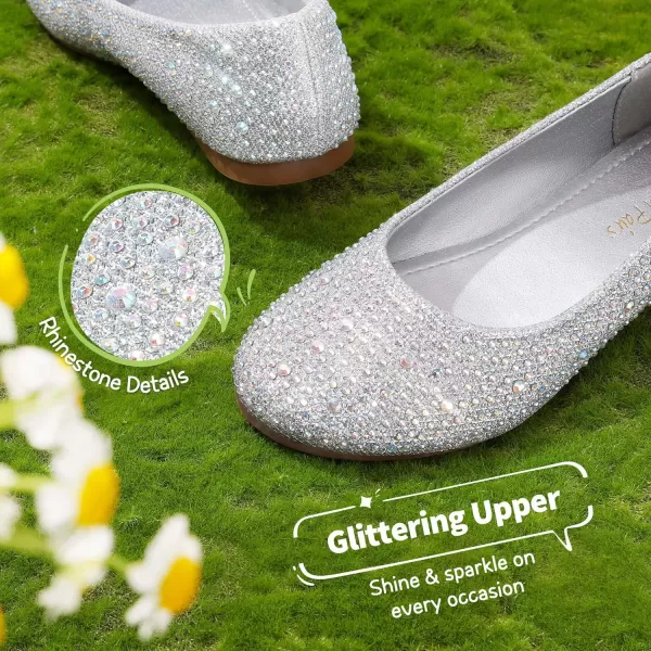 imageDREAM PAIRS Girls Dress Shoes Slip on Ballerina FlatsToddlerLittle KidBig KidMuyshinesilver Glitter