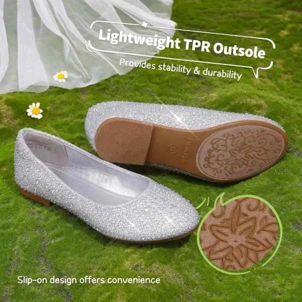 imageDREAM PAIRS Girls Dress Shoes Slip on Ballerina FlatsToddlerLittle KidBig KidMuyshinesilver Glitter