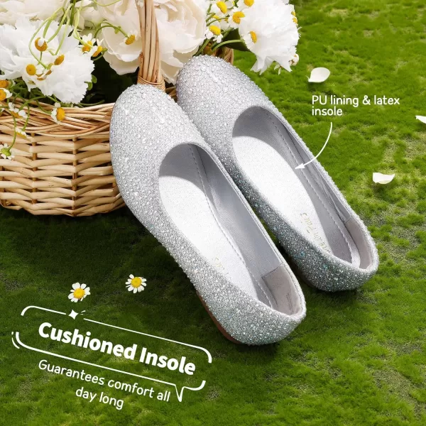 imageDREAM PAIRS Girls Dress Shoes Slip on Ballerina FlatsToddlerLittle KidBig KidMuyshinesilver Glitter