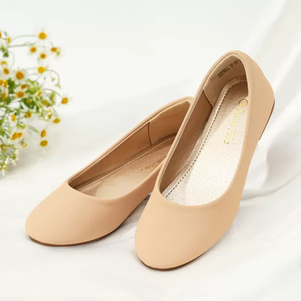 imageDREAM PAIRS Girls Dress Shoes Slip on Ballerina FlatsToddlerLittle KidBig KidNudeNubuck