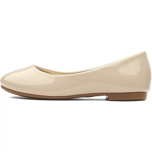 imageDREAM PAIRS Girls Dress Shoes Slip on Ballerina FlatsToddlerLittle KidBig KidNudePat