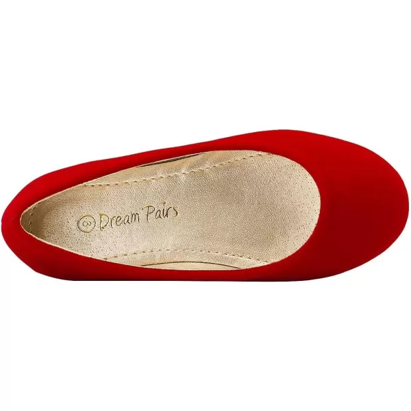 imageDREAM PAIRS Girls Dress Shoes Slip on Ballerina FlatsToddlerLittle KidBig KidRedSuede