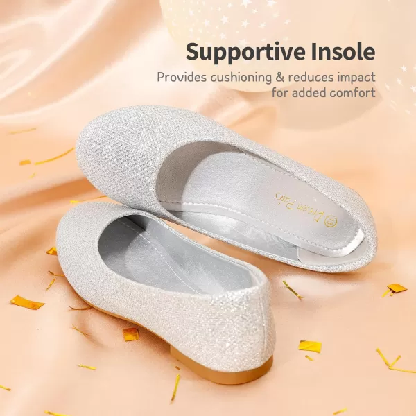 imageDREAM PAIRS Girls Dress Shoes Slip on Ballerina FlatsToddlerLittle KidBig KidSilverGlitter