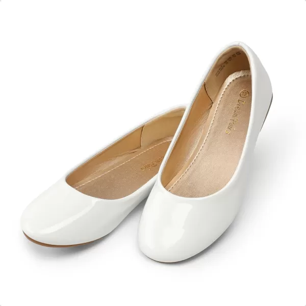 imageDREAM PAIRS Girls Dress Shoes Slip on Ballerina FlatsToddlerLittle KidBig KidWhitePat