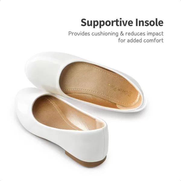 imageDREAM PAIRS Girls Dress Shoes Slip on Ballerina FlatsToddlerLittle KidBig KidWhitePat