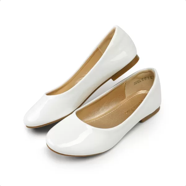 imageDREAM PAIRS Girls Dress Shoes Slip on Ballerina FlatsToddlerLittle KidBig KidWhitePat