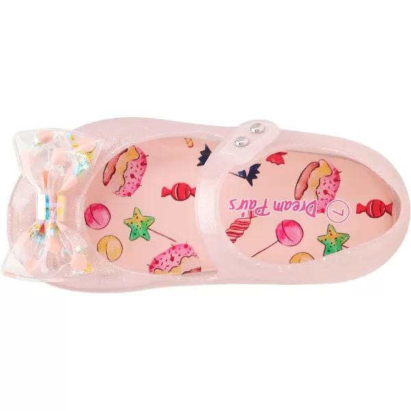 imageDREAM PAIRS Girls Dress Shoes Toddler Cosplay Clear Sparkle Jelly Sandals with Bow Mary Jane FlatsPink