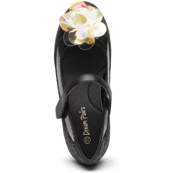 imageDREAM PAIRS Girls Dress Shoes Wedding Glitter Party Flower Princess Low Heel ShoesBlackGlitter