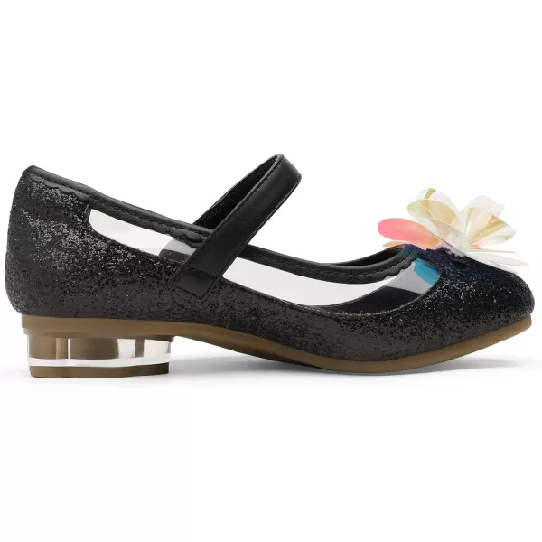 imageDREAM PAIRS Girls Dress Shoes Wedding Glitter Party Flower Princess Low Heel ShoesBlackGlitter