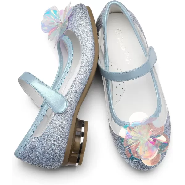 imageDREAM PAIRS Girls Dress Shoes Wedding Glitter Party Flower Princess Low Heel ShoesBlueGlitter