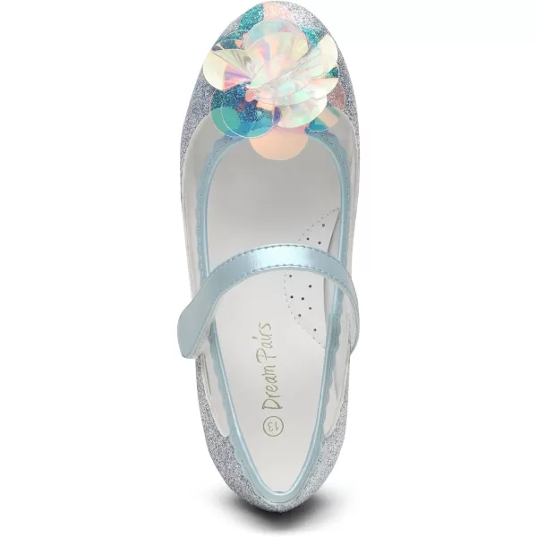 imageDREAM PAIRS Girls Dress Shoes Wedding Glitter Party Flower Princess Low Heel ShoesBlueGlitter