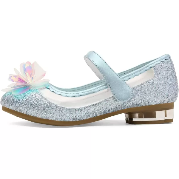 imageDREAM PAIRS Girls Dress Shoes Wedding Glitter Party Flower Princess Low Heel ShoesBlueGlitter