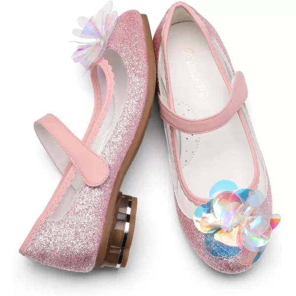 imageDREAM PAIRS Girls Dress Shoes Wedding Glitter Party Flower Princess Low Heel ShoesPinkGlitter