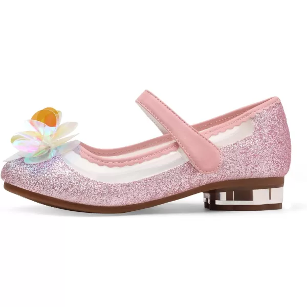 imageDREAM PAIRS Girls Dress Shoes Wedding Glitter Party Flower Princess Low Heel ShoesPinkGlitter