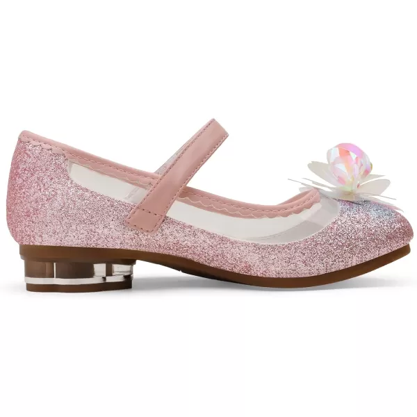 imageDREAM PAIRS Girls Dress Shoes Wedding Glitter Party Flower Princess Low Heel ShoesPinkGlitter