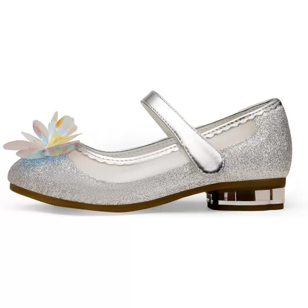imageDREAM PAIRS Girls Dress Shoes Wedding Glitter Party Flower Princess Low Heel ShoesSilverGlitter