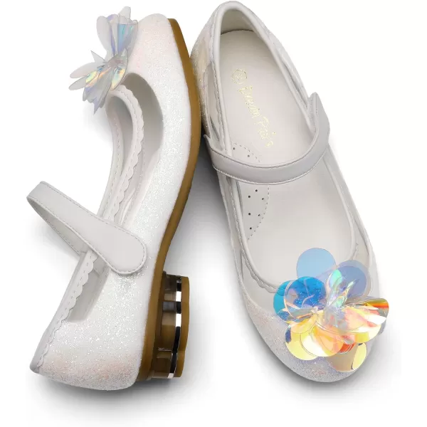 imageDREAM PAIRS Girls Dress Shoes Wedding Glitter Party Flower Princess Low Heel ShoesWhiteGlitter