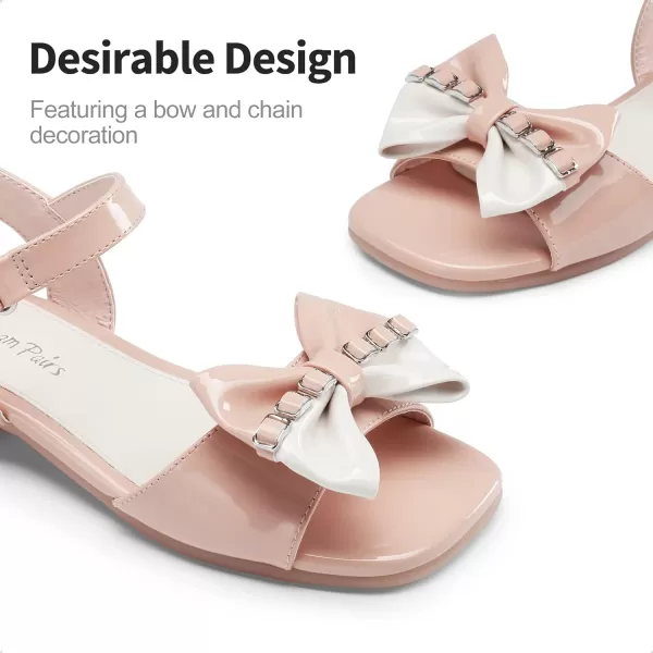 imageDREAM PAIRS Girls Fashion Bow Sandals Open Toe Low Heels Summer Dress ShoesPink