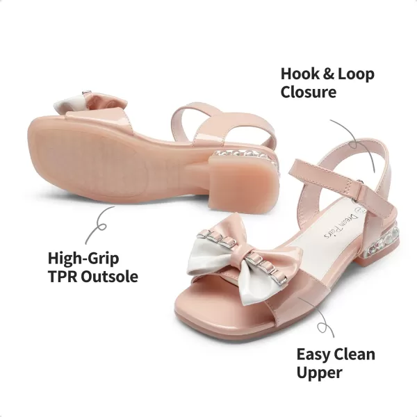 imageDREAM PAIRS Girls Fashion Bow Sandals Open Toe Low Heels Summer Dress ShoesPink