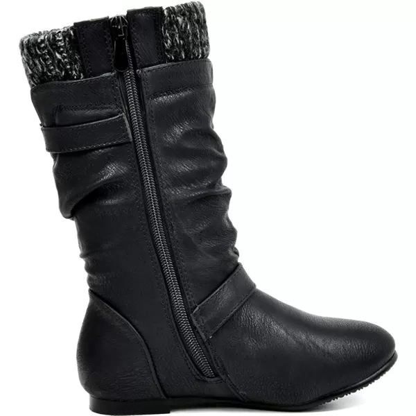 imageDREAM PAIRS Girls Faux Fur Lined Knee High Winter Riding BootsToddlerLittle KidBig KidBlack