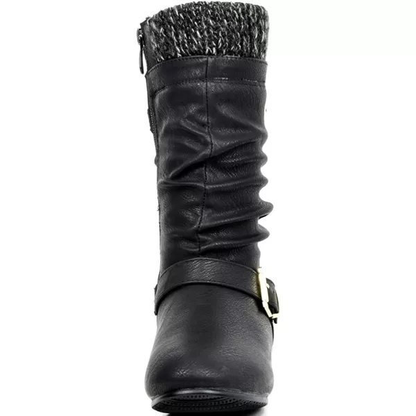 imageDREAM PAIRS Girls Faux Fur Lined Knee High Winter Riding BootsToddlerLittle KidBig KidBlack