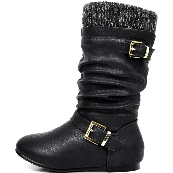 imageDREAM PAIRS Girls Faux Fur Lined Knee High Winter Riding BootsToddlerLittle KidBig KidBlack