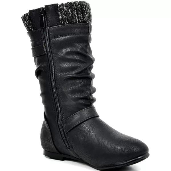 imageDREAM PAIRS Girls Faux Fur Lined Knee High Winter Riding BootsToddlerLittle KidBig KidBlack