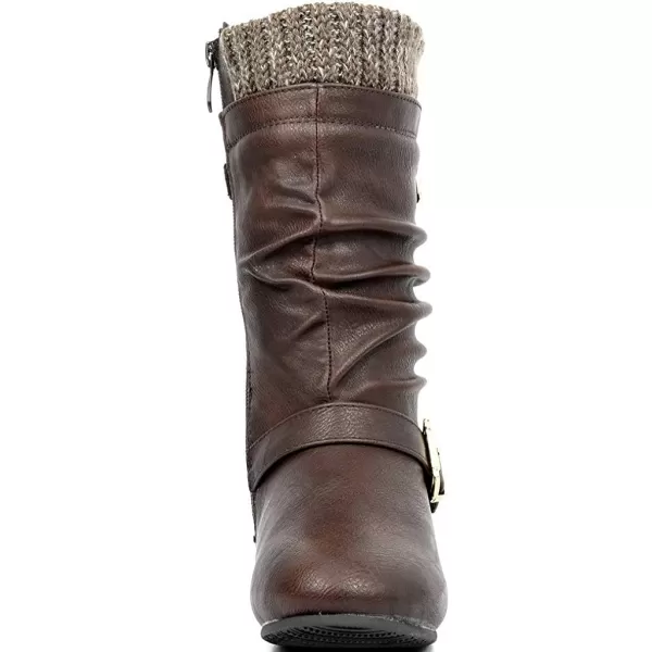 imageDREAM PAIRS Girls Faux Fur Lined Knee High Winter Riding BootsToddlerLittle KidBig KidBrown