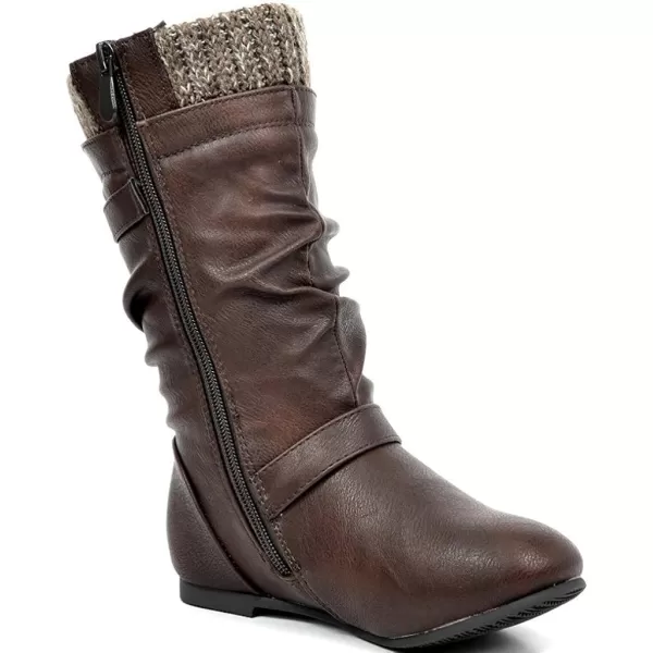 imageDREAM PAIRS Girls Faux Fur Lined Knee High Winter Riding BootsToddlerLittle KidBig KidBrown