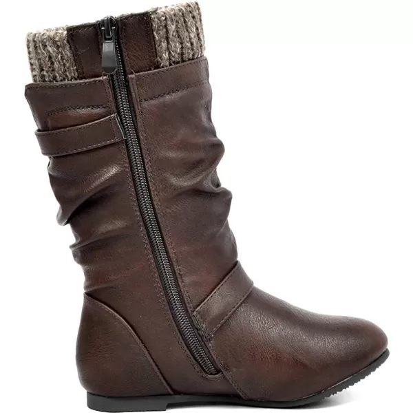 imageDREAM PAIRS Girls Faux Fur Lined Knee High Winter Riding BootsToddlerLittle KidBig KidBrown