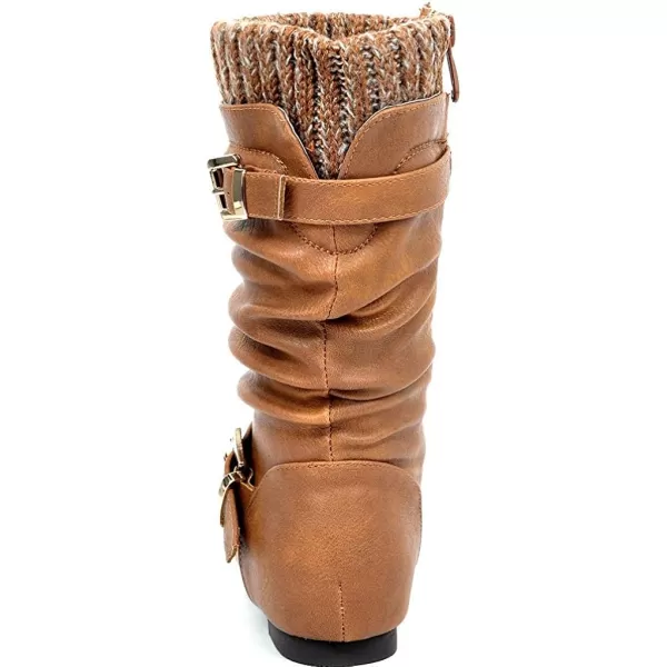 imageDREAM PAIRS Girls Faux Fur Lined Knee High Winter Riding BootsToddlerLittle KidBig KidCamel