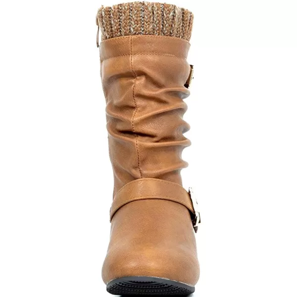 imageDREAM PAIRS Girls Faux Fur Lined Knee High Winter Riding BootsToddlerLittle KidBig KidCamel
