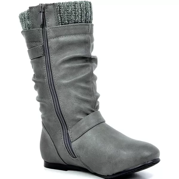 imageDREAM PAIRS Girls Faux Fur Lined Knee High Winter Riding BootsToddlerLittle KidBig KidGrey
