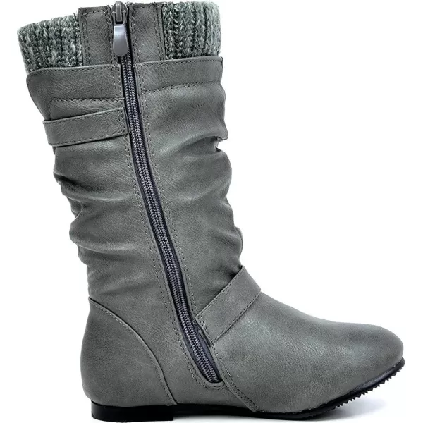 imageDREAM PAIRS Girls Faux Fur Lined Knee High Winter Riding BootsToddlerLittle KidBig KidGrey