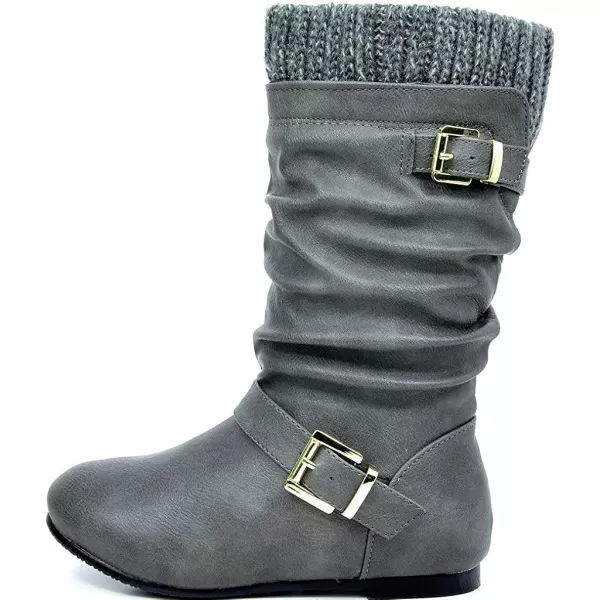 imageDREAM PAIRS Girls Faux Fur Lined Knee High Winter Riding BootsToddlerLittle KidBig KidGrey