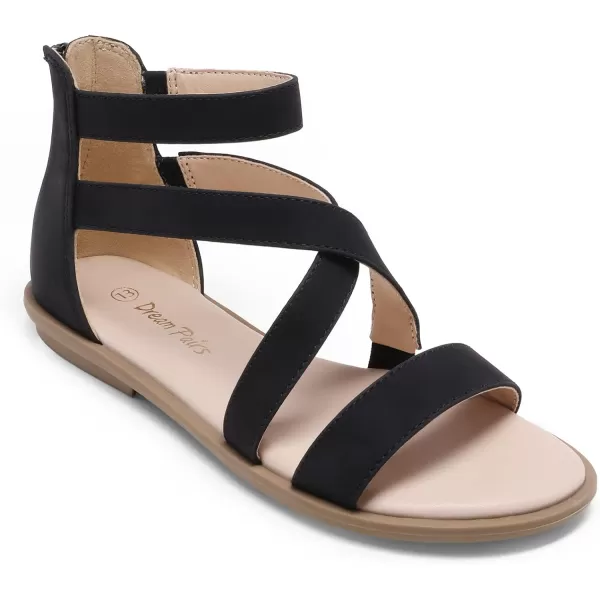 imageDREAM PAIRS Girls Gladiator Sandals with Zipper Strappy Sandals ToddlerLittle KidBig KidBlack