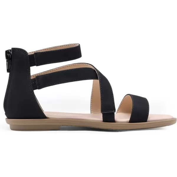 imageDREAM PAIRS Girls Gladiator Sandals with Zipper Strappy Sandals ToddlerLittle KidBig KidBlack