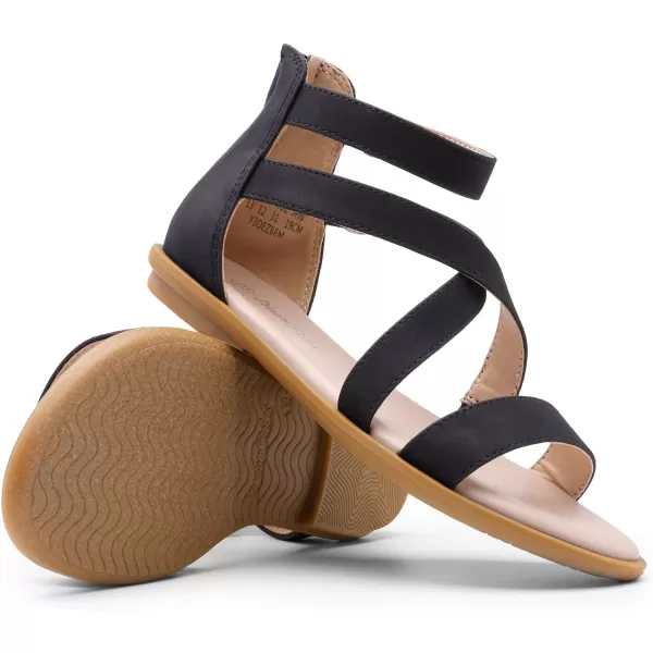 imageDREAM PAIRS Girls Gladiator Sandals with Zipper Strappy Sandals ToddlerLittle KidBig KidBlacksuede