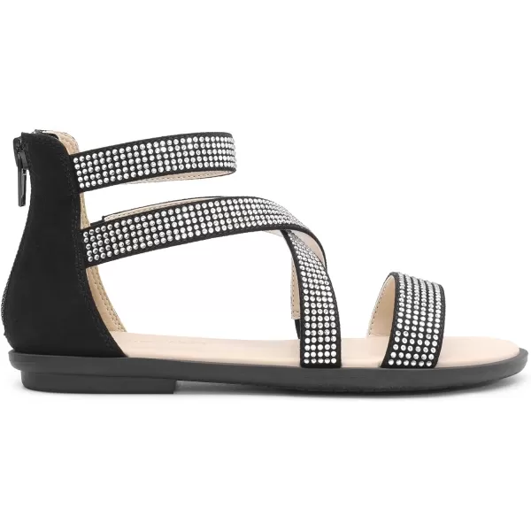 imageDREAM PAIRS Girls Gladiator Sandals with Zipper Strappy Sandals ToddlerLittle KidBig KidBlacksuede